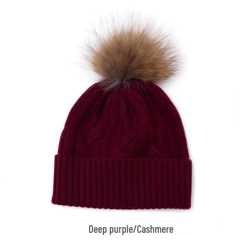 Women s Pure Cashmere Knit Hat: Versatile, Warm, and Full Coverage for Autumn & Winter One Size фиолетовый