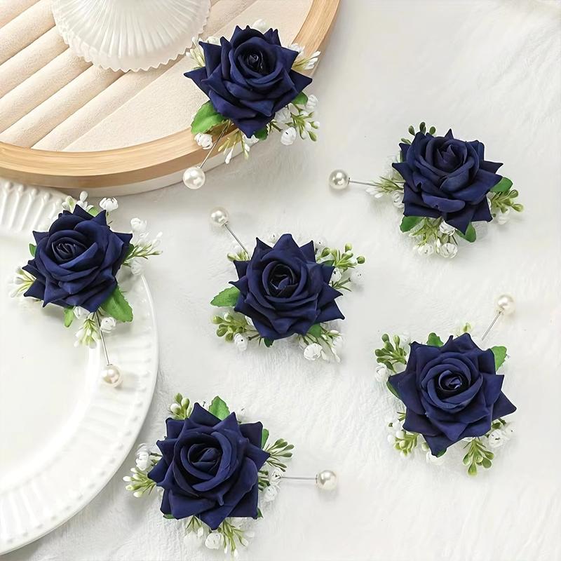 2PCS/Set Corsage Bridesmaid Accessories Party Jewelry Bridal Artificial Rose Gorgeous Wrist Corsage Elegant Multi-Color
