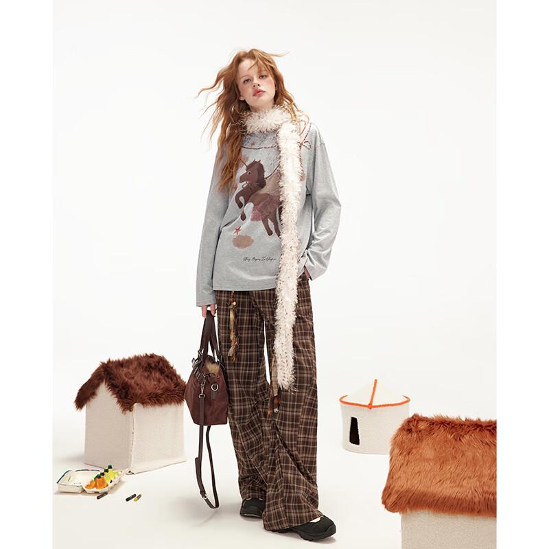 UNIFREE Women's Plaid Loose Fit Cargo Pants