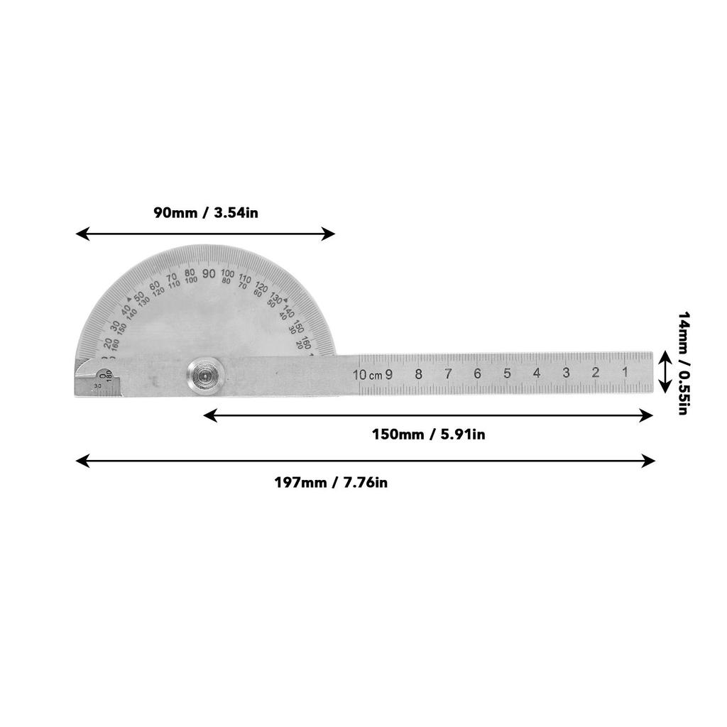 Adjustable Angle Protractor Stainless Steel 180 Degrees High Accuracy Angle Measure Tool for Woodwor