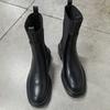 Fashion Shoes Woman England Style High Street Retro 2025 Autumn Winter Cowhide Chelsea Boots Women Casual Fashion Black Platform Boots
