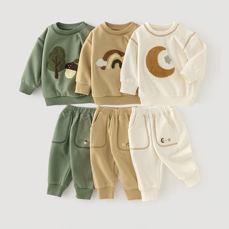 Tute per Bambini Primavera Autunno Felpa Carina a Manica Lunga + Pantaloni Abbigliamento Casual per Bambini e Bambine