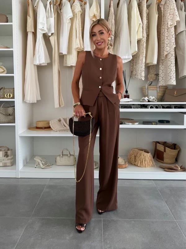 2025 Sleeveless Top & Casual Pants Two-Piece Set for Women - European and American Fashion