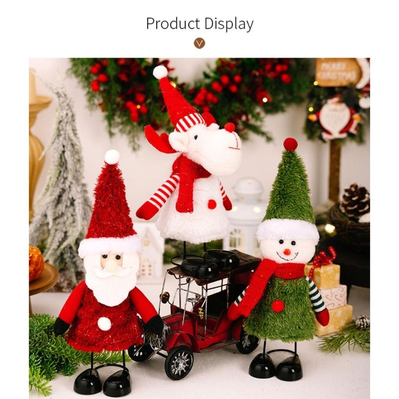 Weihnachtsthema Hüpfende Federbasis Schneemann Weihnachtsmann Ornament Für Feiertagstischplatte Regal Dekoration Set