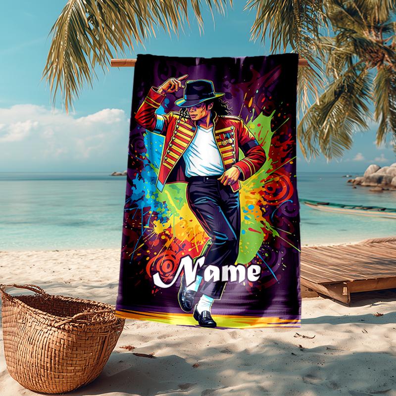Asciugamano da Spiaggia Ultra-Morbido Personalizzato con Tema Michael Jackson, Ideale per Piscina - Campeggio, Immersioni - Essenziale Perfetto da Viaggio, Asciugamano da Spiaggia Vivace.