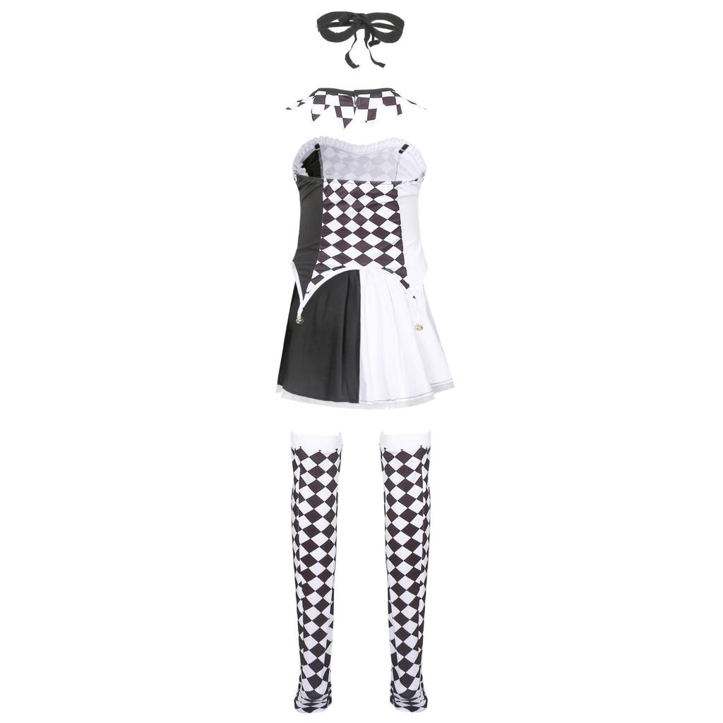 S-XL Drag Queen Vampir Clown Karomuster Harlekin Halloween Dämon Kostüm
