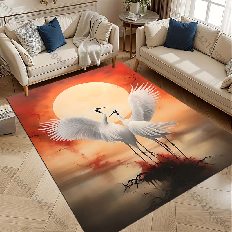 

3D HD Printing Heron Theme Carpet,Living Room and Bedroom Household Items, Children s Room Sofa Mat, Doormat Floor Anti-slip Rug 40x60cm (16x24in)