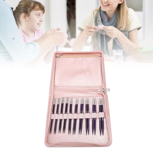 TOPINCN 10-Pair Interchangeable Circular Needles and Cable Kit, 3.0-6.5mm, Knitting Needle Set for Sweaters, Hats, and Socks