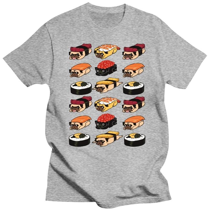 Sushi Pug Funny T-shirt Men and Women Funny Top Interesting Casual Loose Summer Cotton T-shirt Short Sleeve Graphic T Shirts