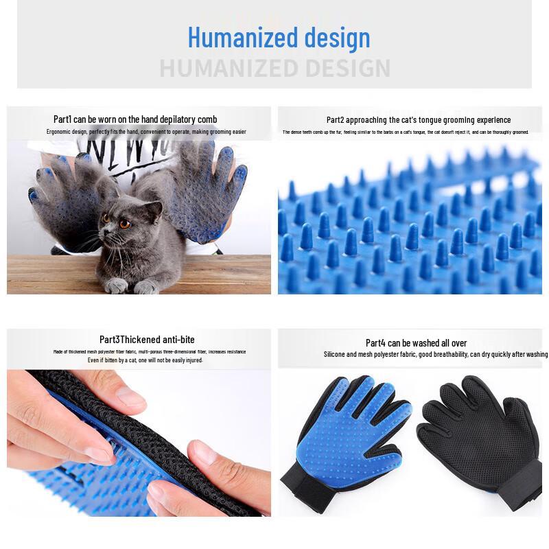 Pet Hair Removal Gloves: 5-Finger Brush for Cats and Dogs