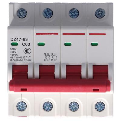 Leitungsschutzschalter 4P Mini-Luftschalter MCB Überlast Kurzschlussschutz 400V für Haushalt 63A