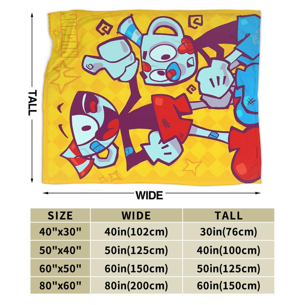 Cupheads & Mugmans Blanket Quality Super Warm Cartoon Throw Blanket Winter Girls Boys Couch Bed Street Trend Bedspread