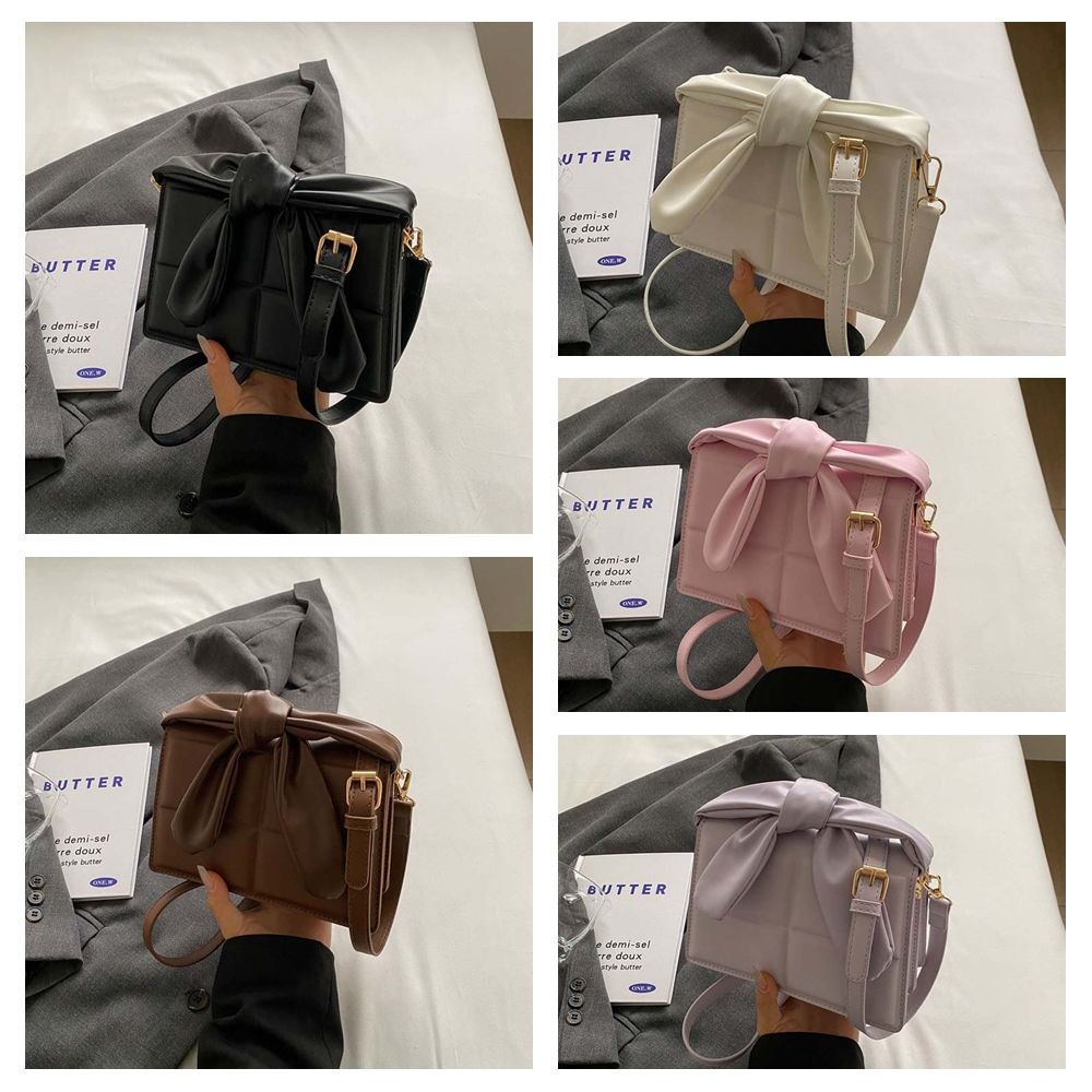 PU Bow Handle Chocolate Shape Square Bag Shoulder Bag PU Handbag Ins Simple Crossbody Bag  Outdoor