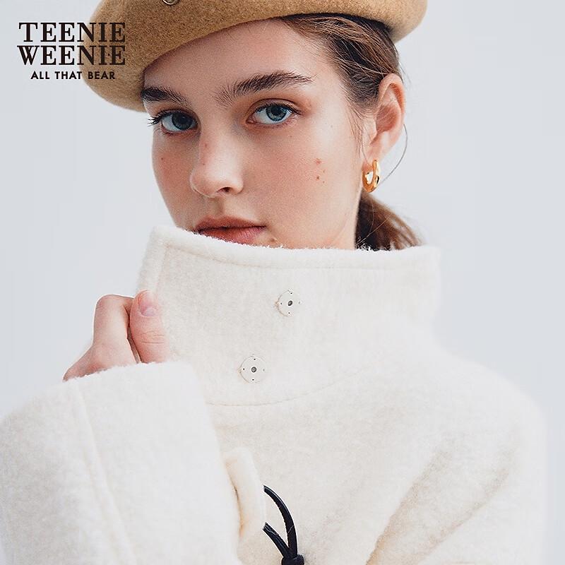 Teenie Weenie Women's Stand Collar Diagonal Placket Wool Coat