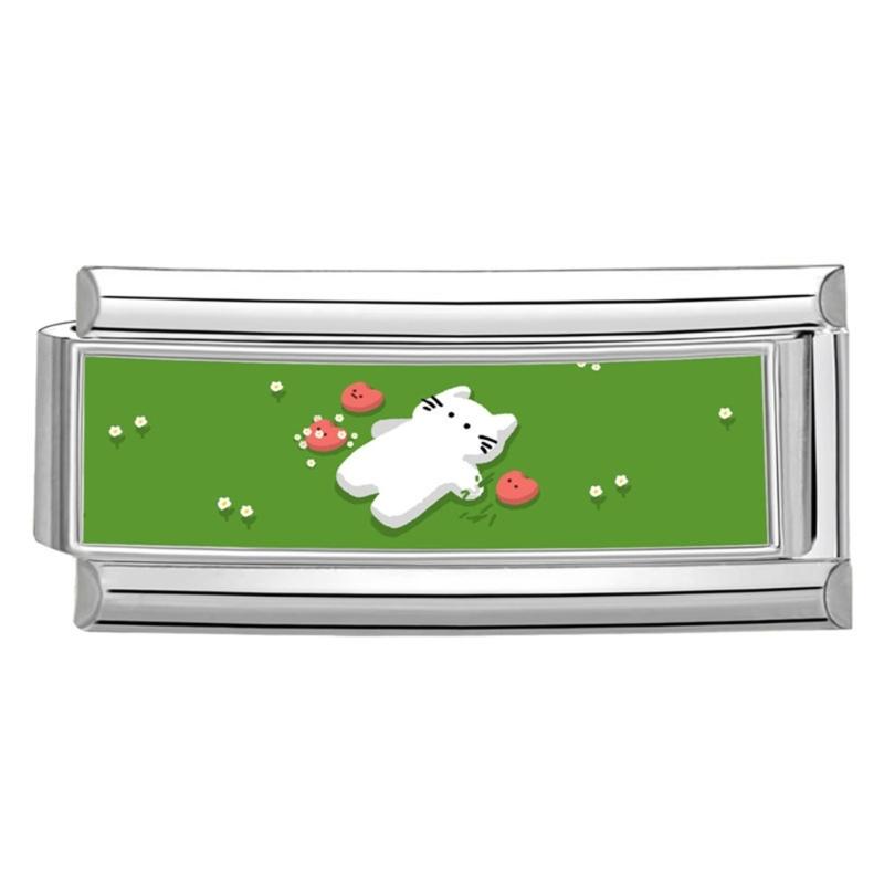 Photo Italian Modular Bracelet Band Link Connector Stainless Steel Texture Jewelry Accessories Suitable for Enthusiasts