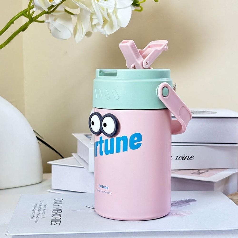 Stainless Steel Scented Tea Thermos Cup Foldable Straw Insulated Coffee Mug  Female Students