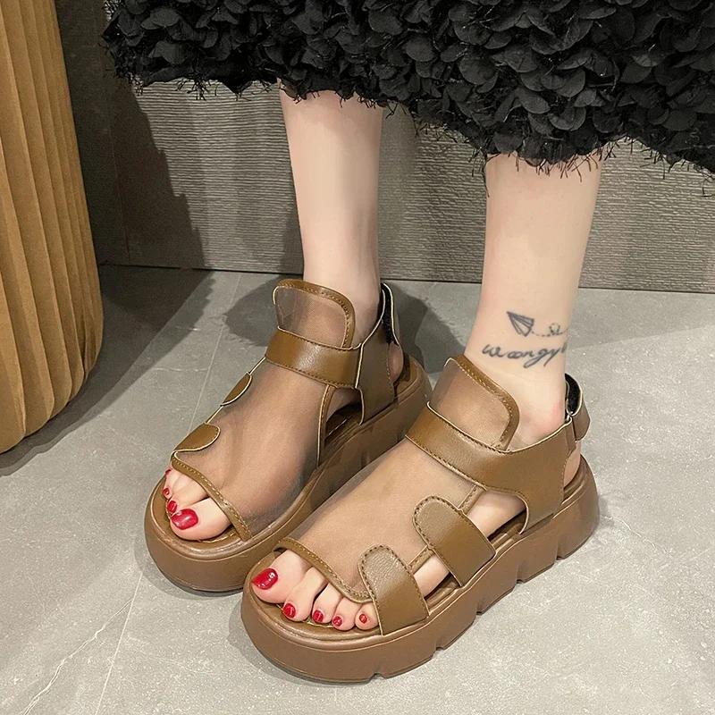 Women's Sandals 2024 Summer Fashionable Breathable Flat Sandals Comfort Simple Versatile Ladies Platform Shoes Zapatos De Mujer