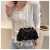 Fashion Polyester Fiber Evening Bags Chain Chiffon Banquet Bag 3D Flower Crossbody Bag Women