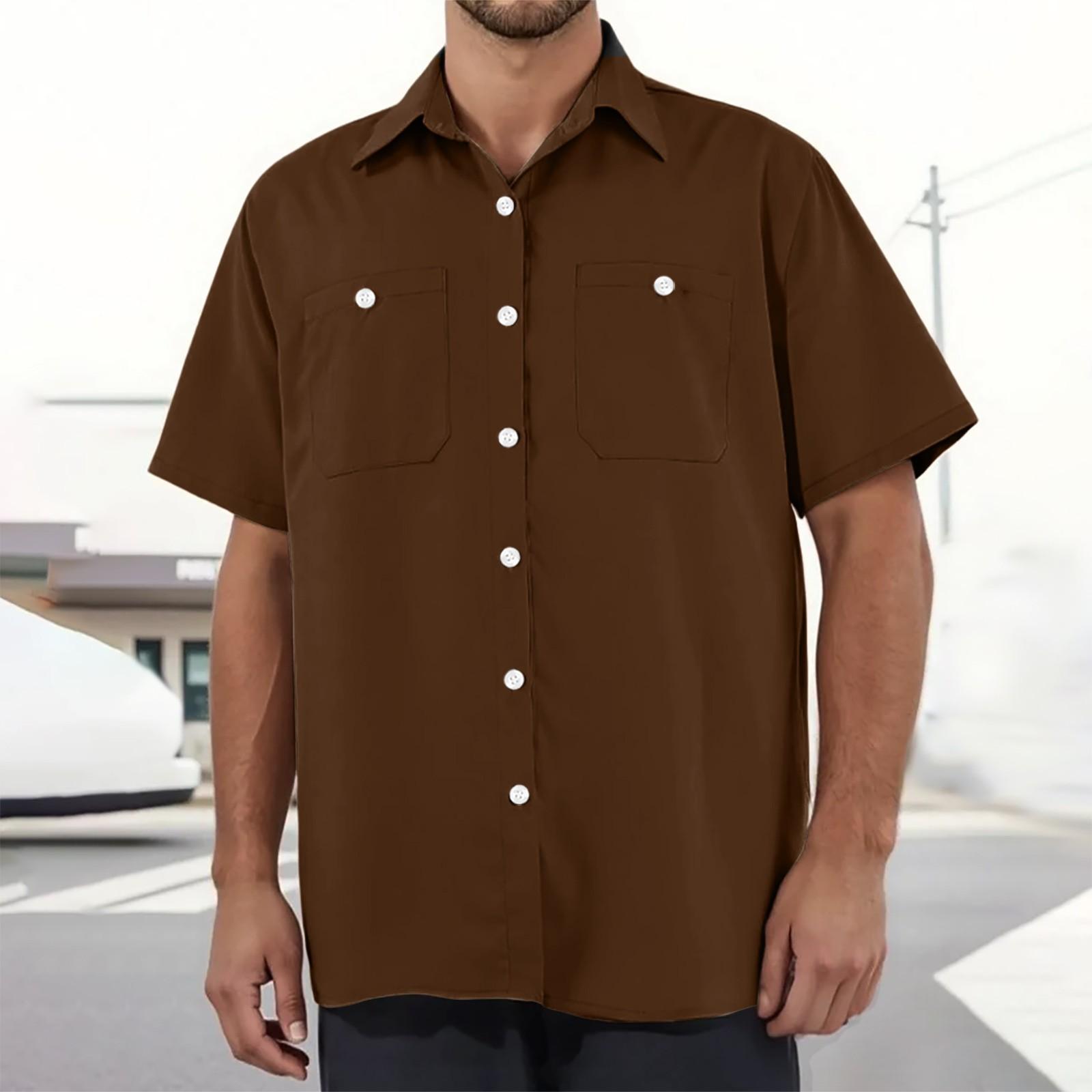 

Мужская свободная повседневная рубашка в стиле рабочей одежды с несколькими карманами XXL коричневый