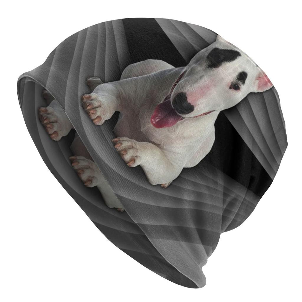 Niestandardowe śpiący Bull Terrier pies luźna czapka typu beanie kobiety unisex zwierząt szczeniak Hip Hop dzianiny Skullies czapki czapki na zimę