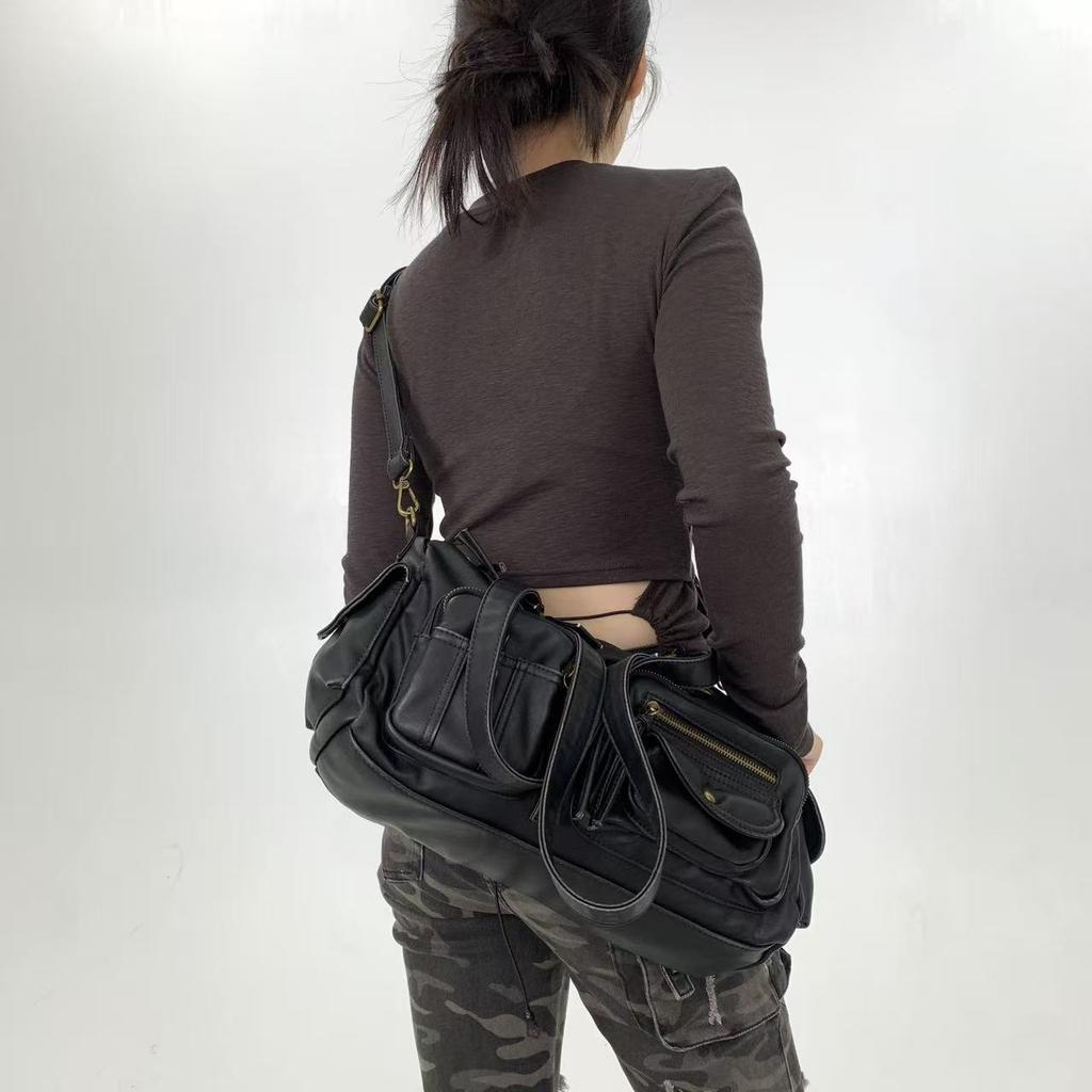 Street Retro Millennium Spicy Girl Shoulder Bag with Multiple Pockets, Personalized Vintage Handbag, Crossbody Bag