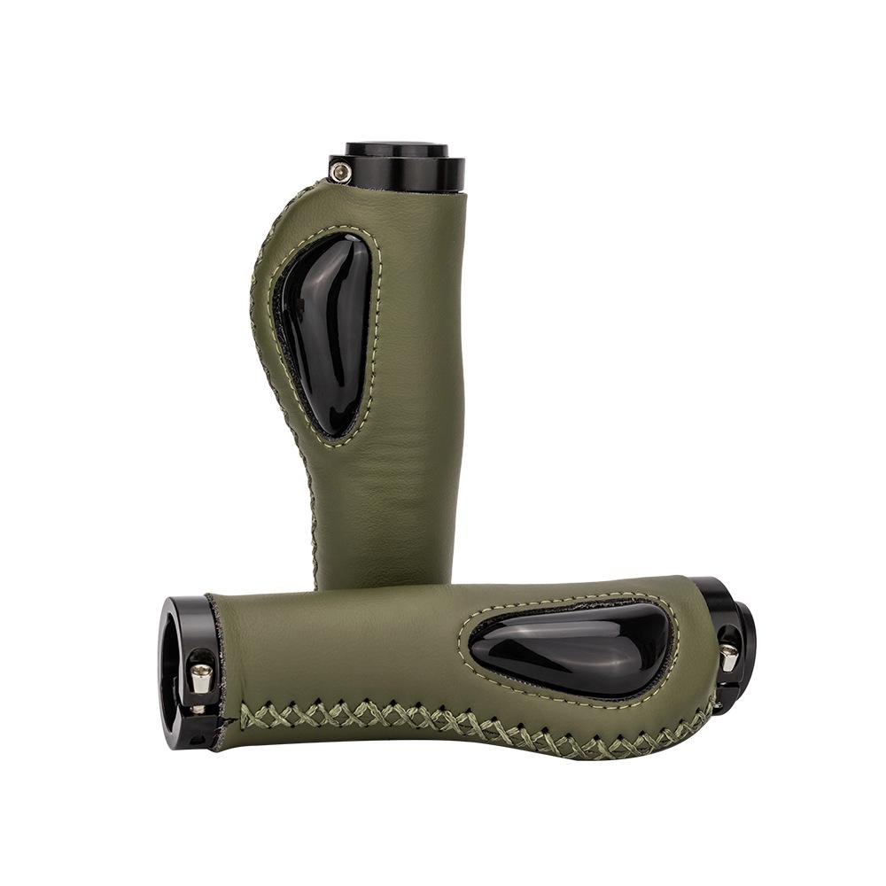 ZTTO Leather Bike Handlebar Grips Silcone Dual Lock-on Bicycle Grips AntiSlip Handle Bar End Grips