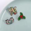 Halloween Rib Cage Enamel Pins Floral Skeleton Hand Hand Heart Gesture Brooches Lapel Badge Christmas Jewelry Gifts for Friends