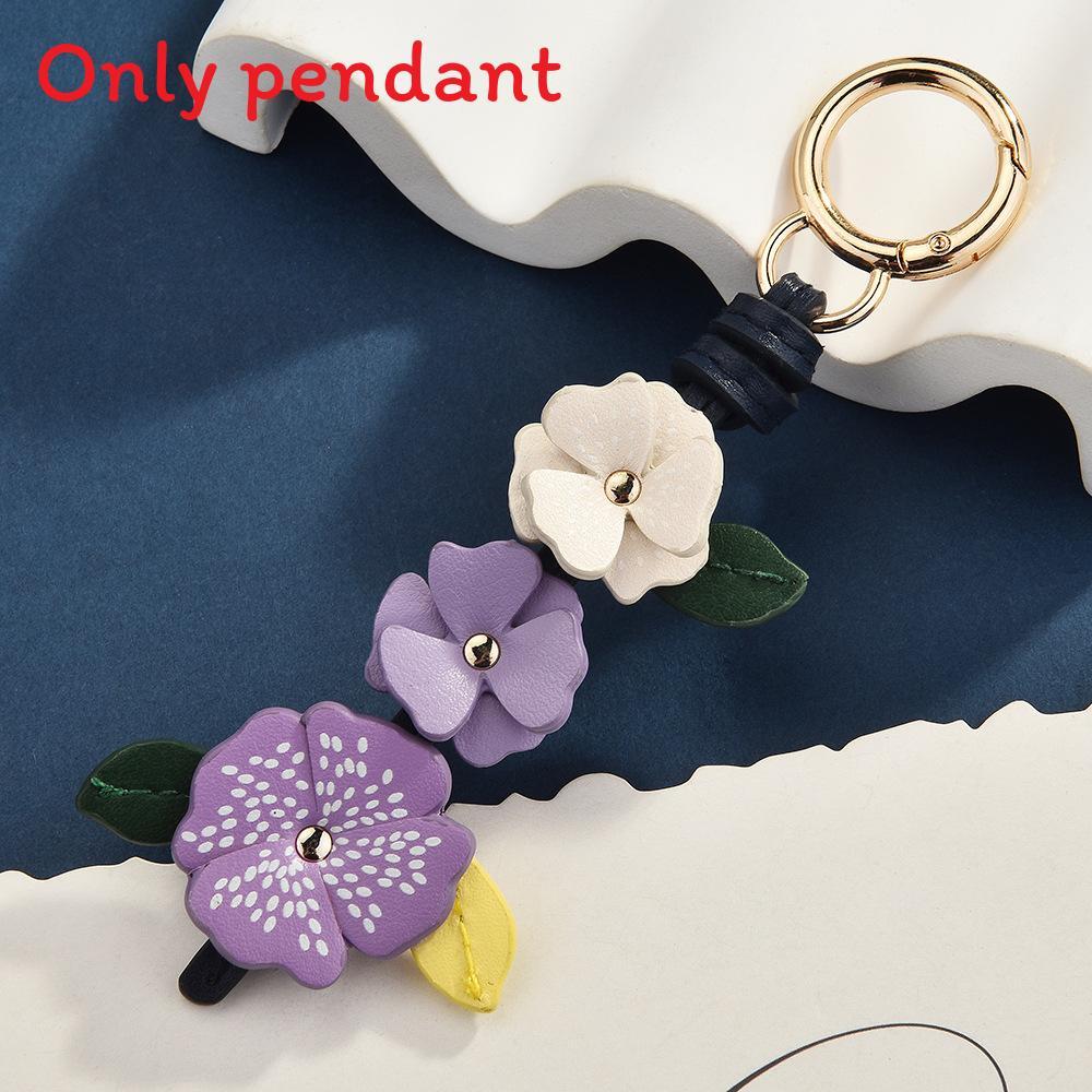 Style Leather Bag Charm With Floral Plant Pattern For Winter Fashion Accessories