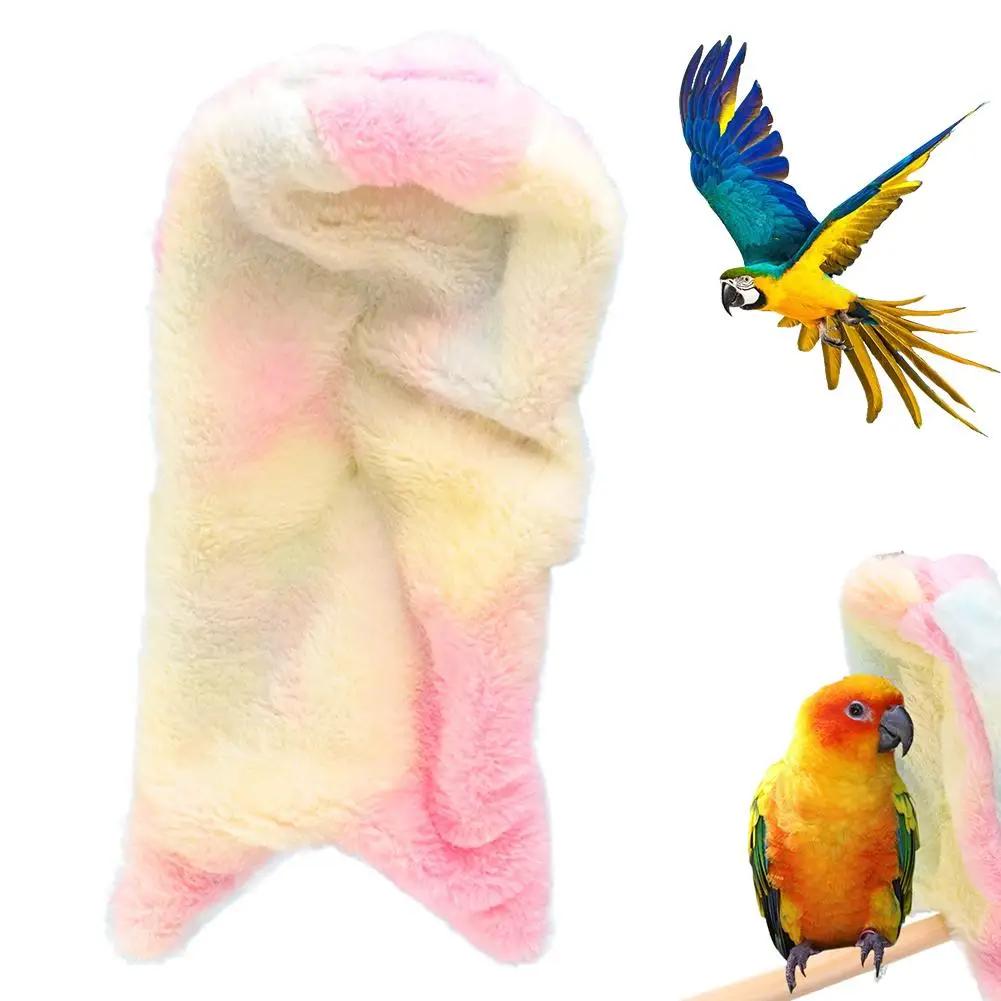Soft Plush Bird Hammock Winter Windproof Bird Parrot Hammock Tent Bird Shawl Parakeet Cage Warm Cave Hanging Nest Bed Hideo N6M4