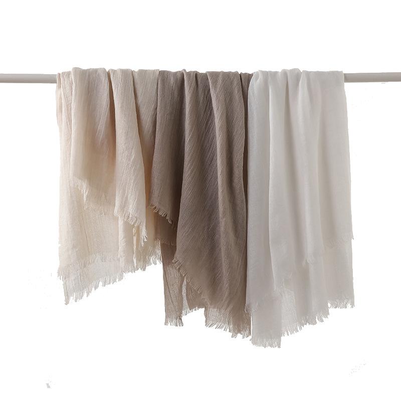 Cotton and linen scarf high-end spring and summer versatile solid color atmosphere yarn scarf sunscreen shawl simple scarf silk scarf
