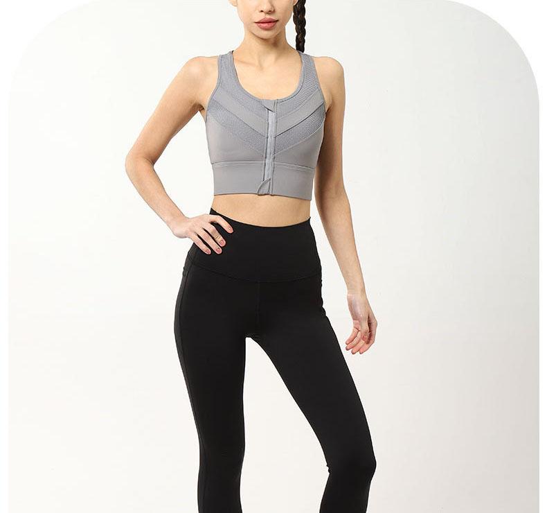 Velká velikost Dámské Přední Zip Fitness Podprsenka Bezdrátová Podprsenka Sbírané Push Up Spodní prádlo Nárazuvzdorné Sportovní Vesta na Jógu Racer Zadní Podprsenka