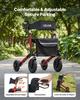 Rollator Walker with Seat for Seniors, Ultra Compact 3-Fold Rolling Walker, Lightweight Aluminum Mobility Walking Aid with PU Solid Wheels, Adjustable