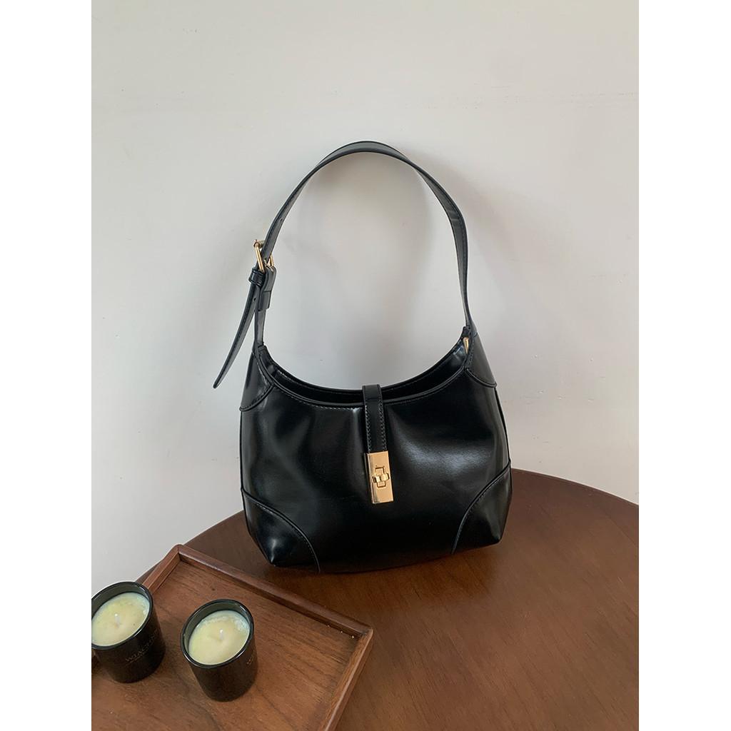 Ielgy Crescent Bag Commuter All-Match Underarm Bag Black High-End Feel Hand-Carrying Lad