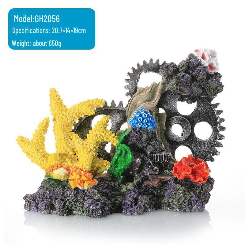 

Украшение для аквариума из смолы в виде зубчатой шестерни из коралла - Аквариумное украшение для рыб и креветок Resin