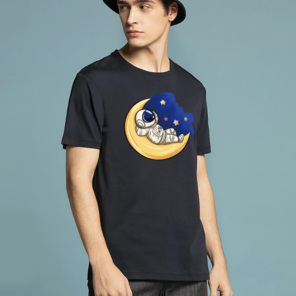 Summer Top Mens T Shirts Harajuku Casual Clothes Short Sleeve Fashion Astronaut Printed O Collared Tshirts Fashion Soft Pullover