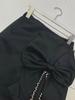 Shisanhang 2024 Summer Skirt: Exaggerated Bow, Crystal Accent, Slit Detail, Short Style