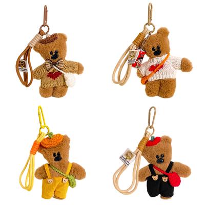 Braunbär Plüsch Schlüsselanhänger Luxuriöser Taschenanhänger Niedlicher Bärenschlüsselanhänger für Geldbörsen Handtaschen Taschenzubehör Autoanhänger Teddybären Schlüsselring