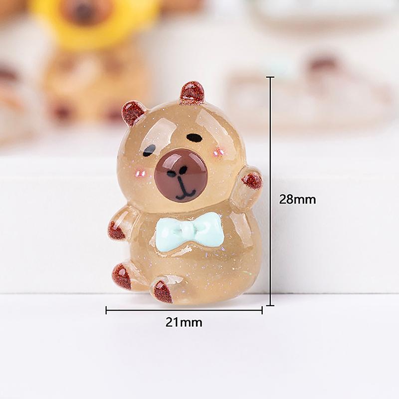5 bucăți Kawaii din desene animate Capybara Breloc din rășină Luminos Flatback Animal Breloc Pandantiv Diy Bijuterii