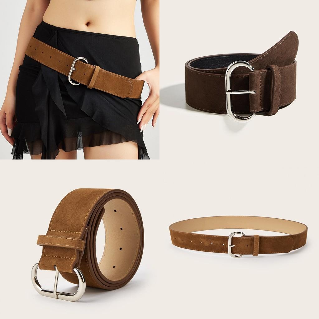 Street Style Solid Color Suede Women Casual Wide Belt For Trendy Womens Accessories