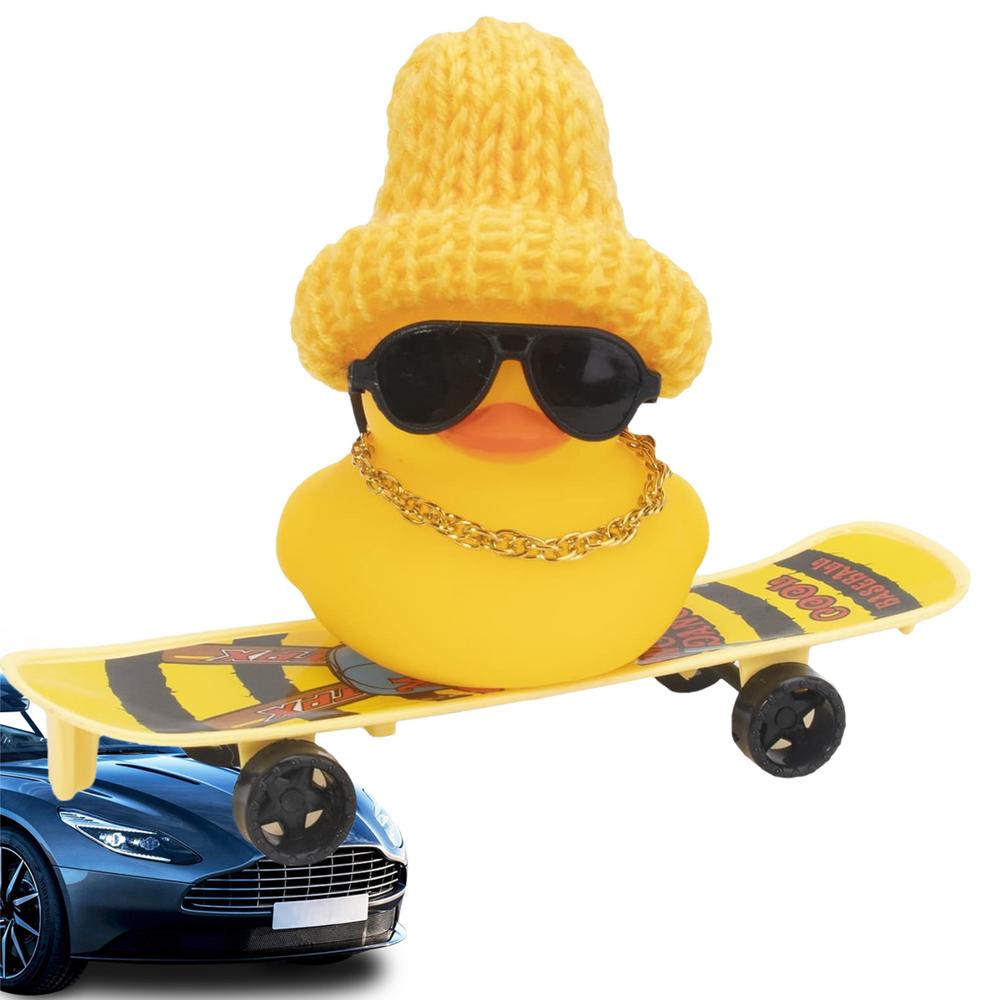 

Утка на приборной панели автомобиля Утка на приборной панели автомобиля со шляпой Ожерелье Солнцезащитные очки Украшение стола для автомобиля Аксессуары для дома и автомобиля Для женщин жёлтый