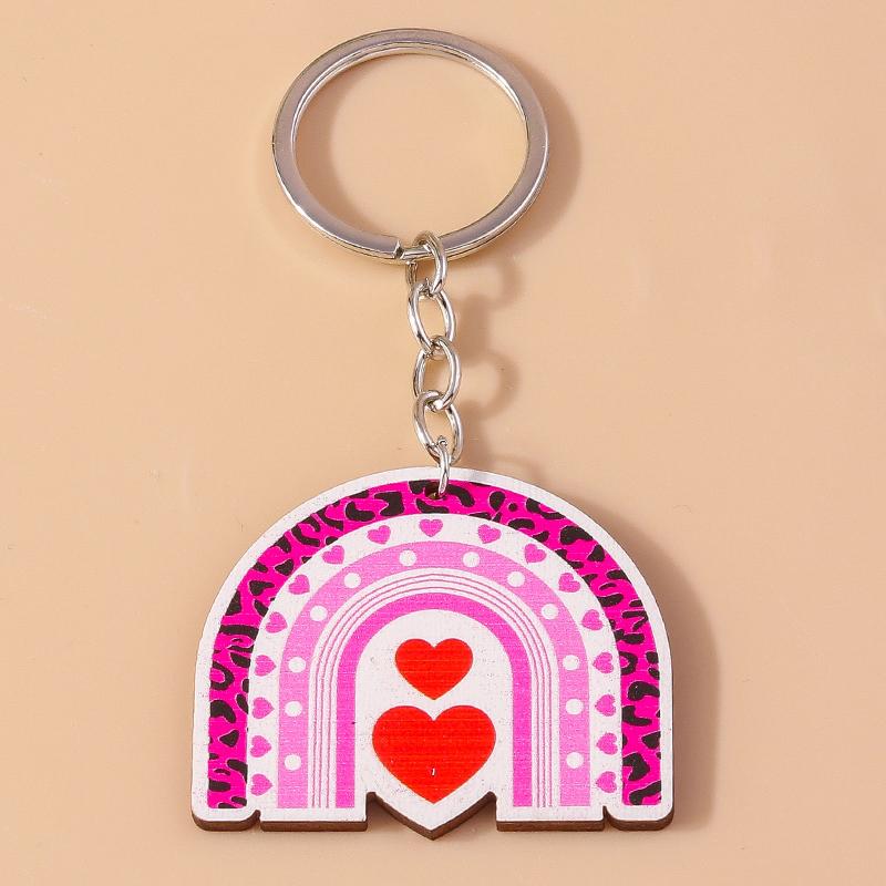 Romantic Wood Keychain Charms Love Heart Lip Keyrings Pendants for Women Girls Handbag Decor DIY Valentine's Day Key Chain Gifts