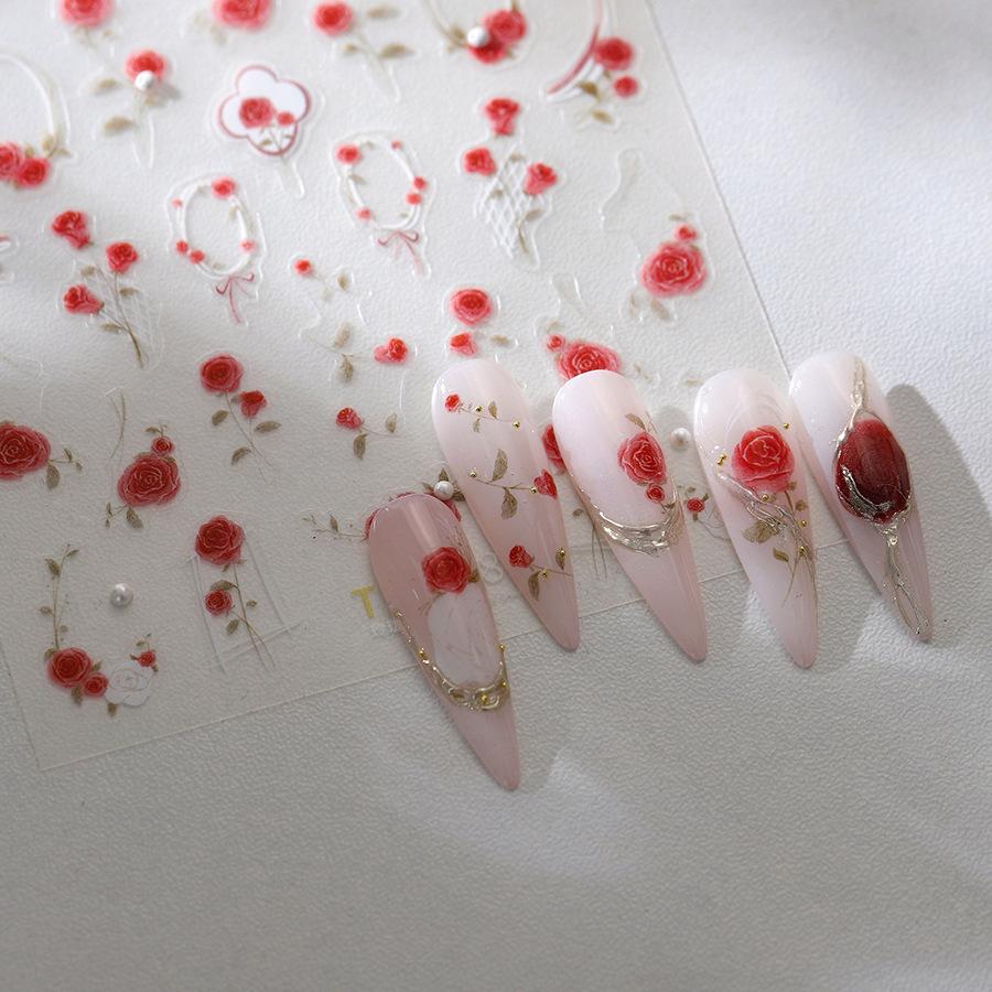Ferrite Red Rose Flatback TL-308 Adhesive Nail Art Decorations