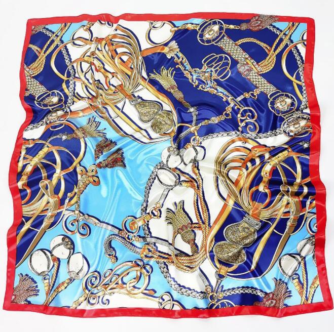 New Designs 90*90cm Square Silk Scarves Women Foulard Head Scarf Ladies Shawl Wrap Bandanna Female Chiffon Hijab Beach Scarf
