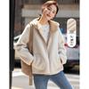 Women's Petite Faux Lamb Wool Hooded Jacket