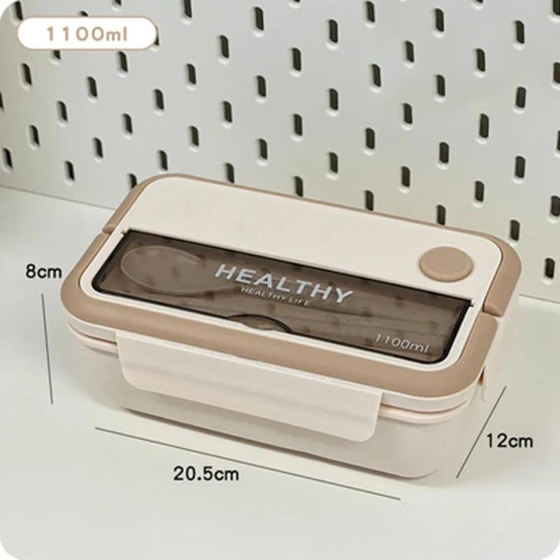 Compartment Lunch Box Plastic Portable Lunchbox Students Office Bento Box Microwave Food Containers with Chopsticks and Spoon