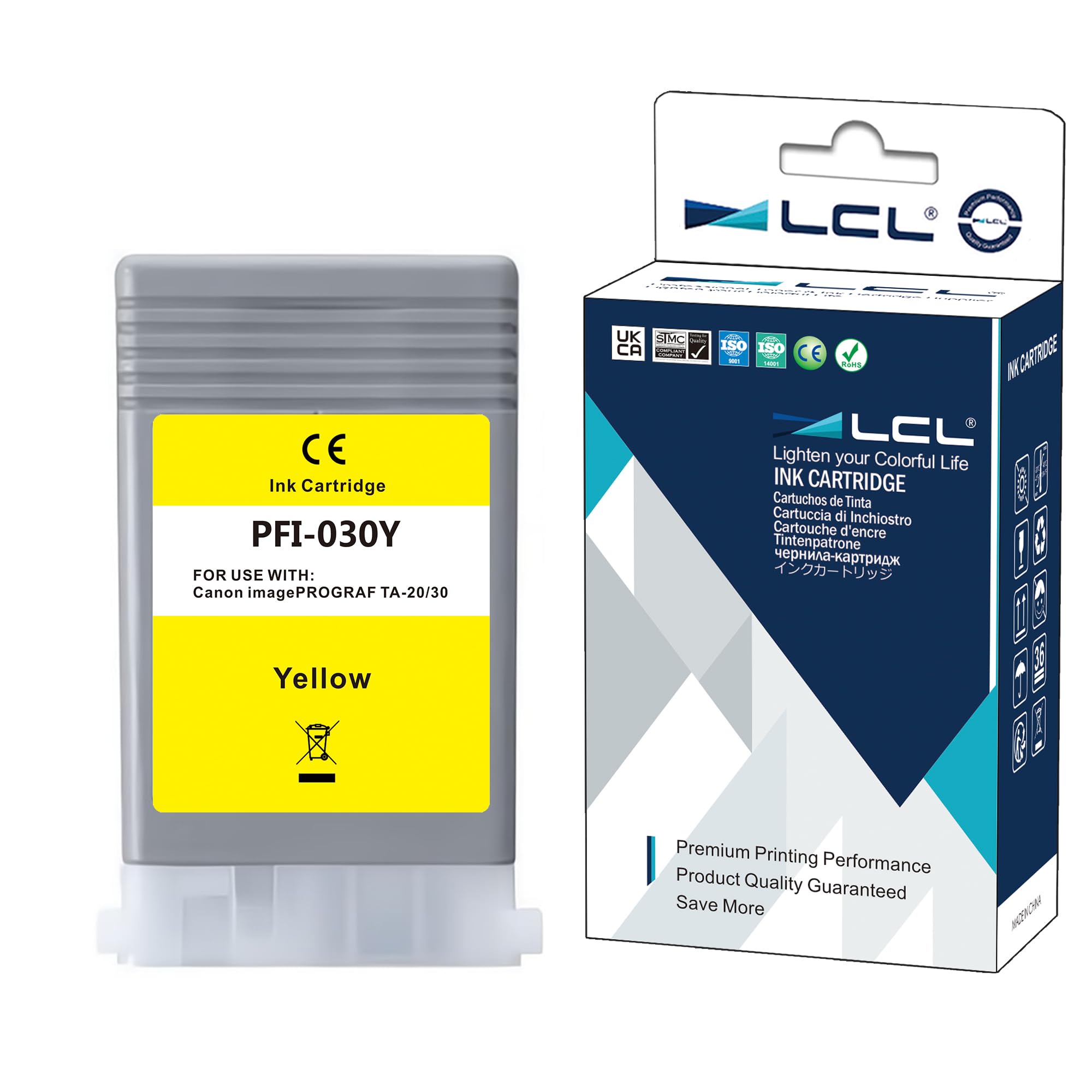 

Сумісні чорнильні картриджі LCL для Canon та Жовтий Сумісні з Canon ImagePrograf та Принтерами PFI030, PFI-030, PFI030Y, PFI-030Y (3492C001) - (1