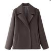 Women'S Solid Double-Breasted Wool Lapel Long Sleeve Short Jacket