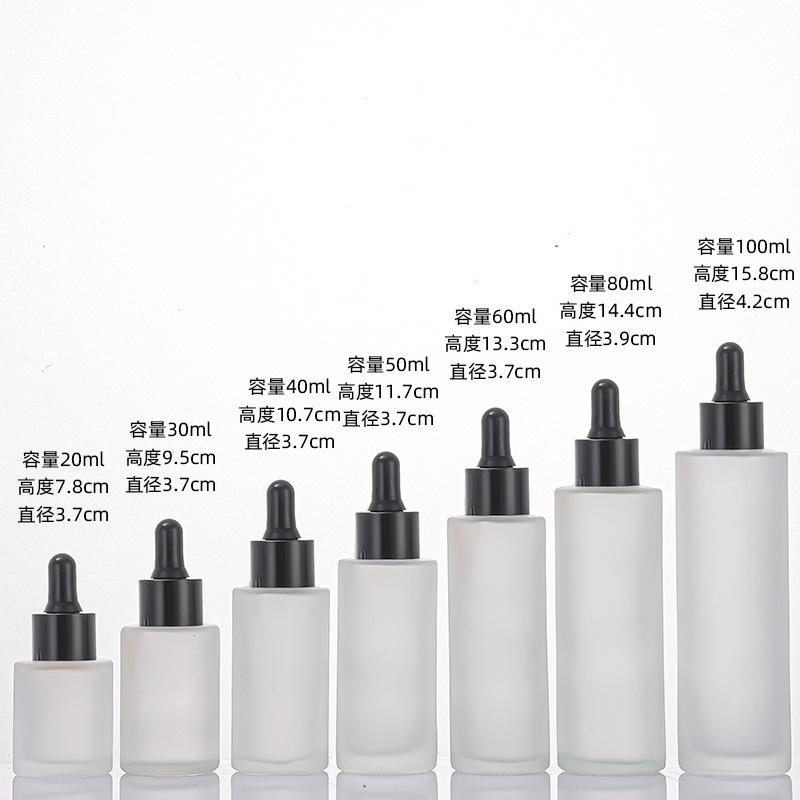 Frosted Glass Dropper Bottle 20-100ml, Straight Shoulder Essential Oil Serum Container for Skincare