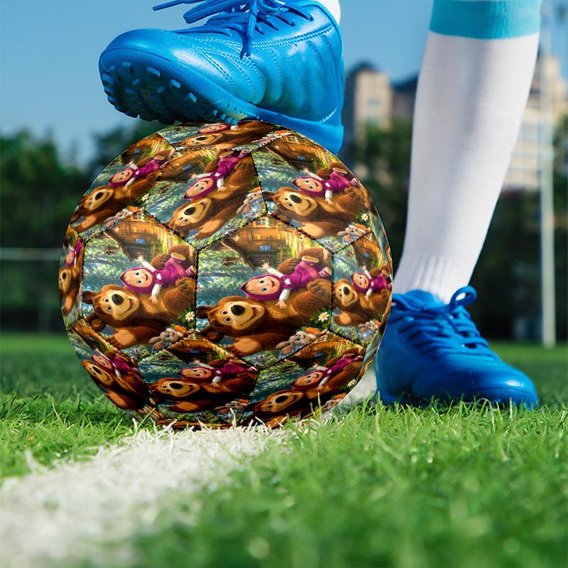 Masha and The Bear Print Size 5 Soccer Ball, PU Wear Resistant Football for Match Training and Daily Practice, Birthday Gift for Soccer Fans