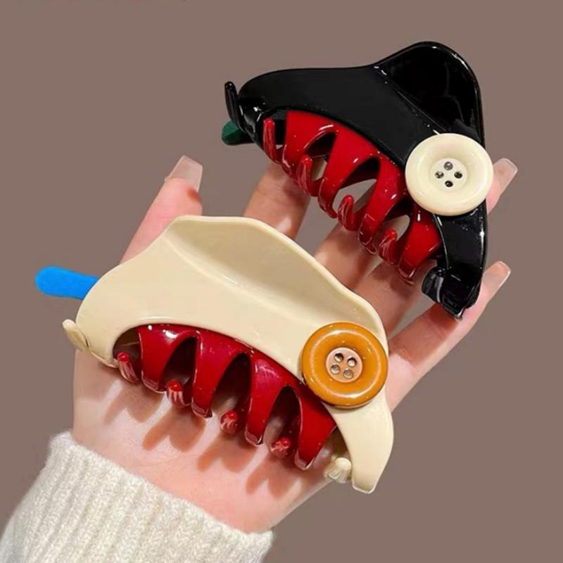 New Elegant Acetate Button Hair Claw Cute Sweet Hair Clip Shark Clip Women Luxury Hair Accessories Headwear